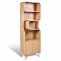 Modern Wooden Bookshelf with Unique Curved Design and Storage Compartments