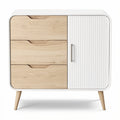 **Modern Minimalist Wooden Chest of Drawers with Three Drawers and Side Cabinet**