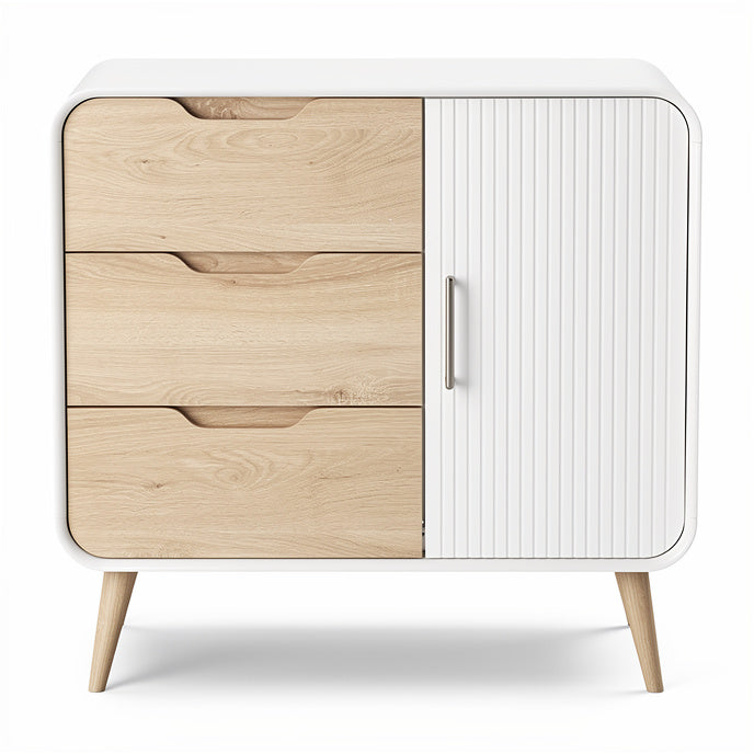 **Modern Minimalist Wooden Chest of Drawers with Three Drawers and Side Cabinet**