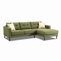 **Modern Green Sectional Sofa with Throw Pillows**