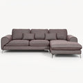 **Modern L-Shaped Sofa: Chic Design with Textured Fabric and Plush Cushions**