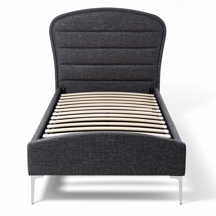 **Modern Upholstered Bed Frame with Slatted Base**