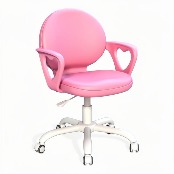 **Stylish Pink Ergonomic Office Chair with Heart-Shaped Armrests**