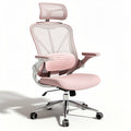 **Ergonomic Pink Mesh Office Chair with Adjustable Headrest and Lumbar Support**