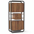 **Modern Wooden Storage Cabinet with Metal Frame**